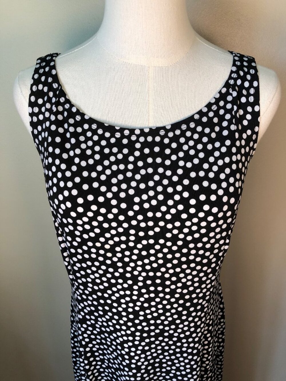 Jessica Howard Sleeveless Fit & Flare Black & White Polka Dot Midi Dress Size 8 - Picture 2 of 9